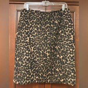 Talbots Leopard Print Wool Blend Skirt - Black and Camel